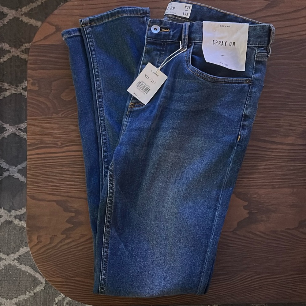 Topman Spray On Denim Jeans, NWT, New, 36x32